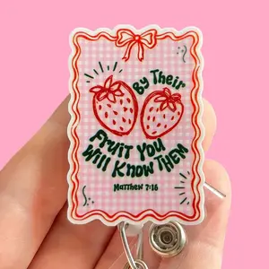 Glitter My Badge By their fruit you will know them strawberry badge reel for nurse and student nurse. Badge clip Badge pull - Retractable swivel clip with a 360 rotation. Great gift for coworker.