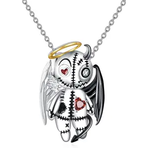 Voodoo Doll Necklace 925 Sterling Silver Pendant Necklace Jewelry Gifts for Women