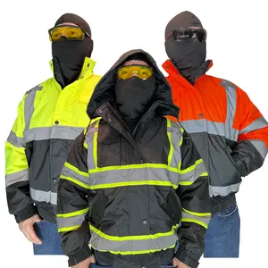 High Visibility Black Safety Bomber Jacket with & Quilted Insulation (TRUE TO SIZE) Available in Yellow, Orange and Black