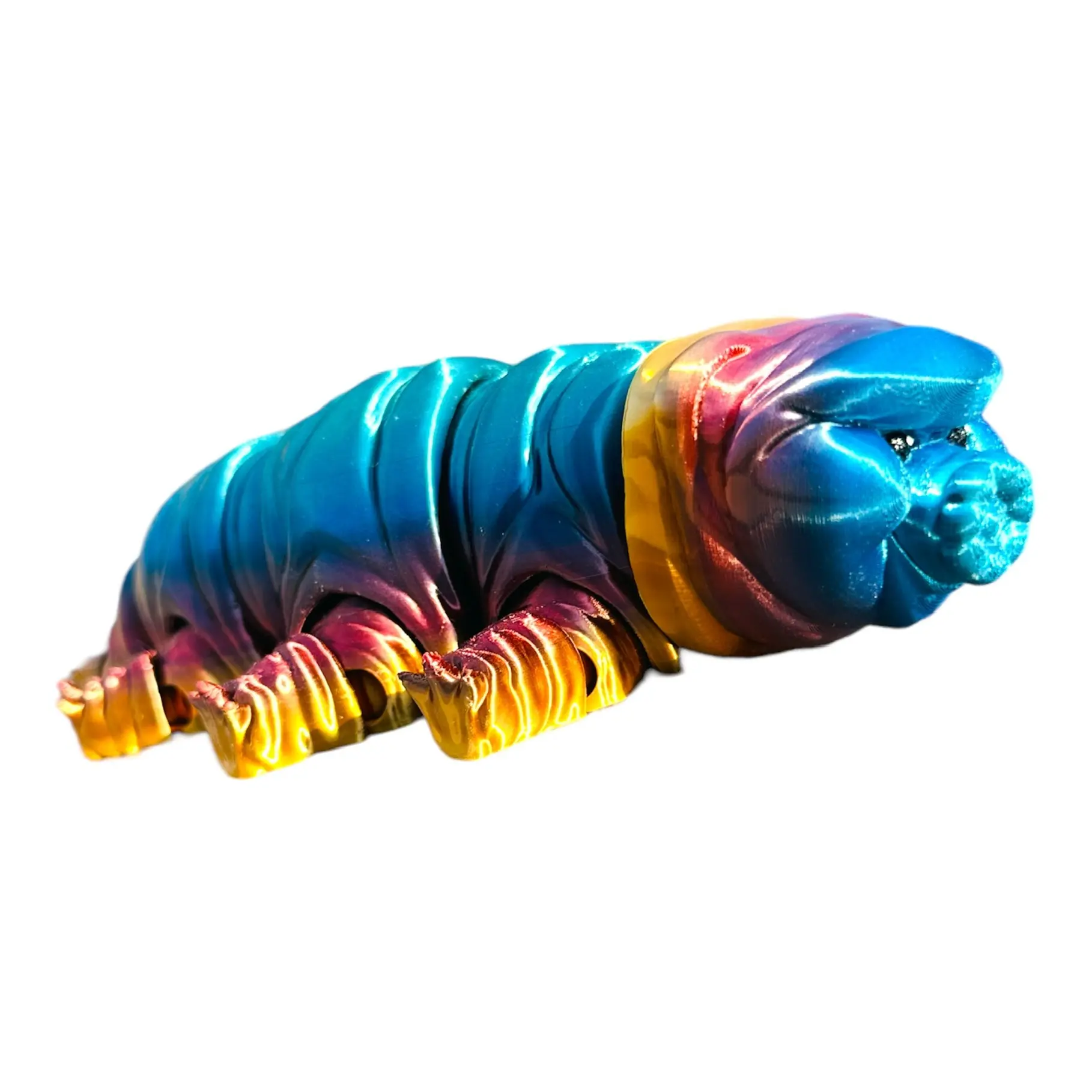 XL Metallic Rainbow Tardigrade. Desk Pet. Articulated. 3D Printed Hand Painted