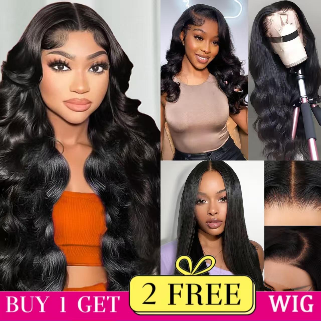 Combo sale [30'+22'+22'] " buy 1 get 3 wig'' 13x4 Body Wave & Straight Lace Front Wigs Human Hair with Baby Hair 180% Density Human Hair Wigs for Black Women