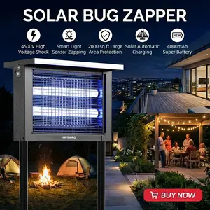 Solar Bug Zapper Outdoor, Upgraded Mosquito Zapper 4 In 1 Rechargeable Bug Zapper Outdoor With Battery & LED Night Light, Electric Fly Zapper for Outside Patio, Backyard Garden