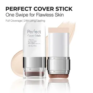 Full Coverage Concealer Stick, 2 in 1 Foundation Concealer with Brush, 24H Long Lasting Flawless Finish, Thin Comfortable Non-Caking, Covers Blemishes Dark Circles for All Skin Types,acne  mark  cover Full Coverage Vegan Concealer  makeup.