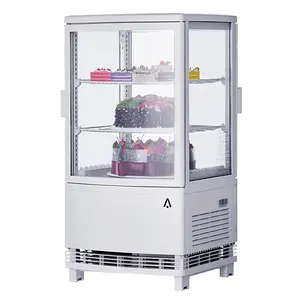 GARVEE 2 Cu.FT Double Glass Door Fridge, LED, Adjustable Shelves