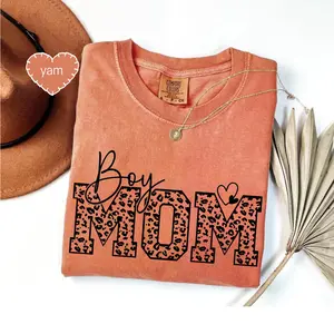 Comfort Colors Boy Mom Leopard Print T-Shirt, Mama Graphic Tee, Funny Gift from Sons, First Mother’s Day Shirt, Birthday Gift for Mom, New Mom Outfit, Cute Motherhood Shirt for Women - AMBER