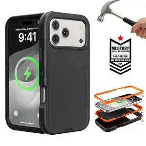 Shockproof Drop Protection Waterproof Dustproof iPhone Case 17/16/15/14/13/12 – Heavy Duty Rugged Armor Hybrid Slim Fit Case for Outdoor Work, Construction, Daily Use