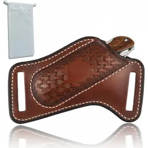 Leather Knife Sheath for Belt Pocket Folding Knife Holder Compact Draw Knifes Carrier EDC Tools Holster