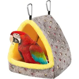 Large Warm Bird Nest House, Cozy Bird Bed Cage With, Hanging Hammock Shed Hideaway Hut Macaw African Parrots