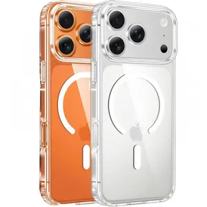 Clear phone Case for iPhone 17/16/16E/15/14/13/12/11 Promax Pro Plus Air,Luxury Transparent Acrylic Magnetic Wireless Charging Cover,Anti-yellowing phone case, Shockproof, Shatterproof |   Compatible with MagSafe