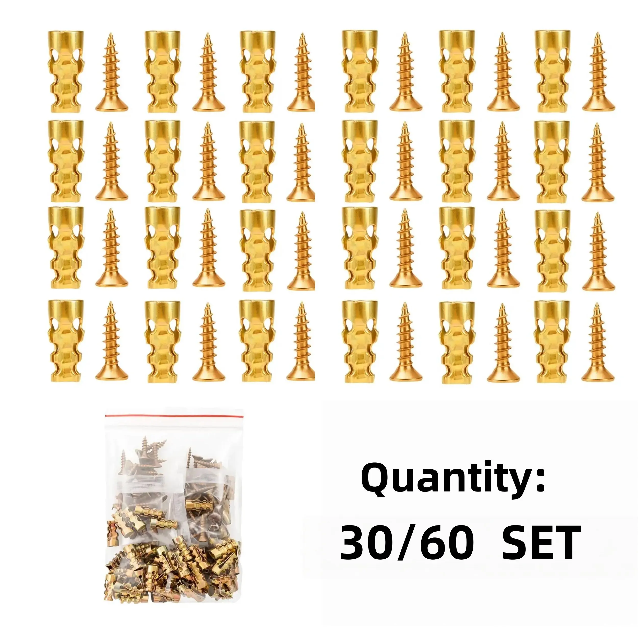 6*14mm/6*30mm Door Hinge Thread Repair Screws, 30set/60set Short Expansion Wall Anchors, Stripped Thread Repair Fixer for Cabinet, Tile, Stone and Partition Hinge Mounting toolupgrade