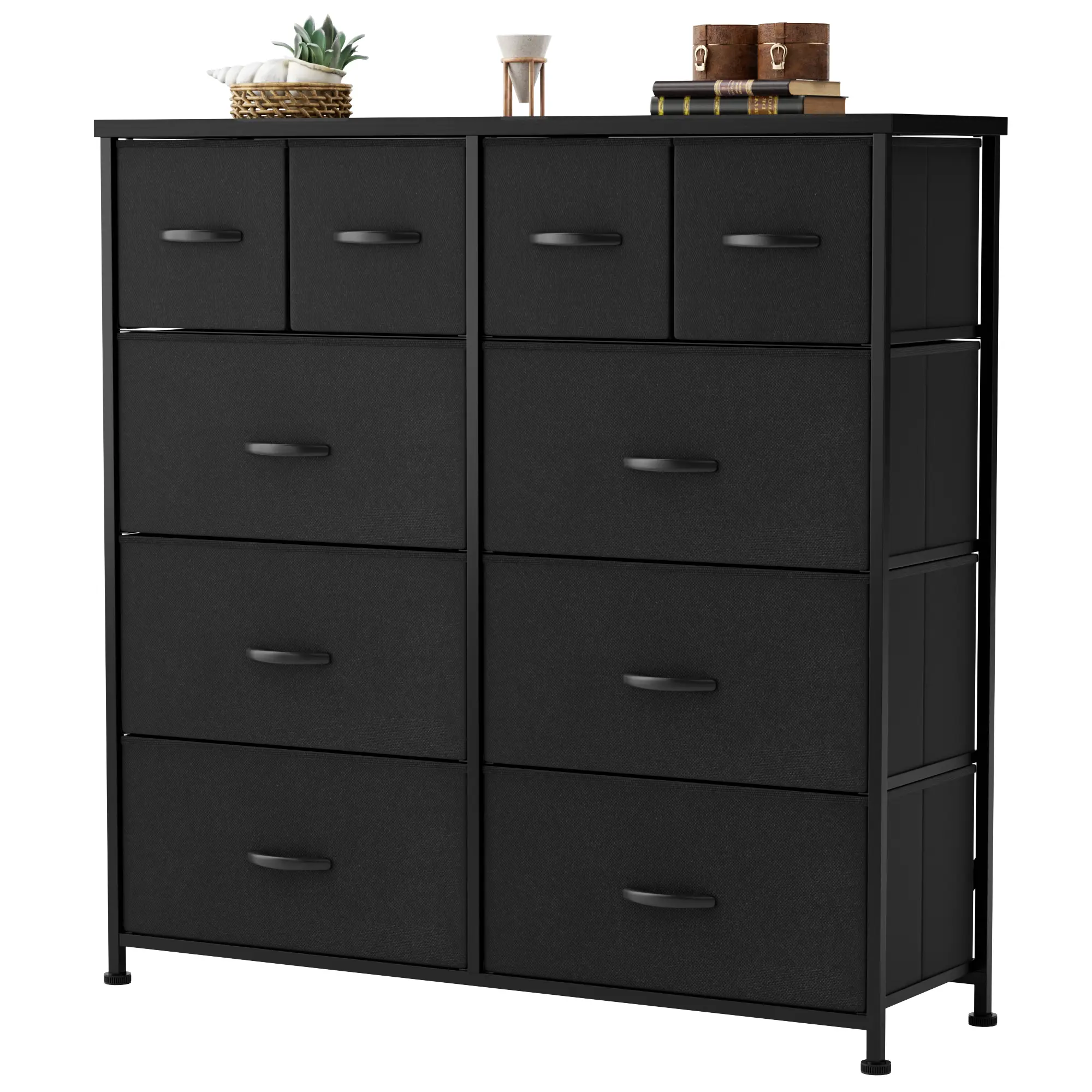 HOMALL 10 Drawer Dresser, Wide Chest Of Drawers Storage Tower Storage Dresser Fabric Dresser With Wood Top for Living Room, Bedroom, Hallway, Nursery,