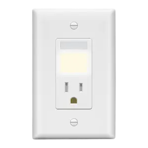 LIDER 15A Receptacle with PIR Motion Sensor and Guide Light, Tamper-Resistant, Wall Plate Included