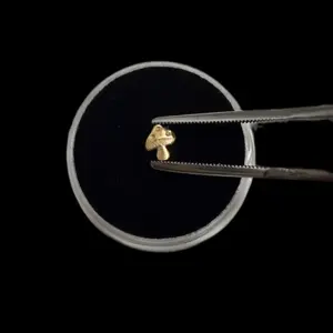 Real 18k Gold Tooth Gem - Mushroom Charm with Natural Finish and Unique Design