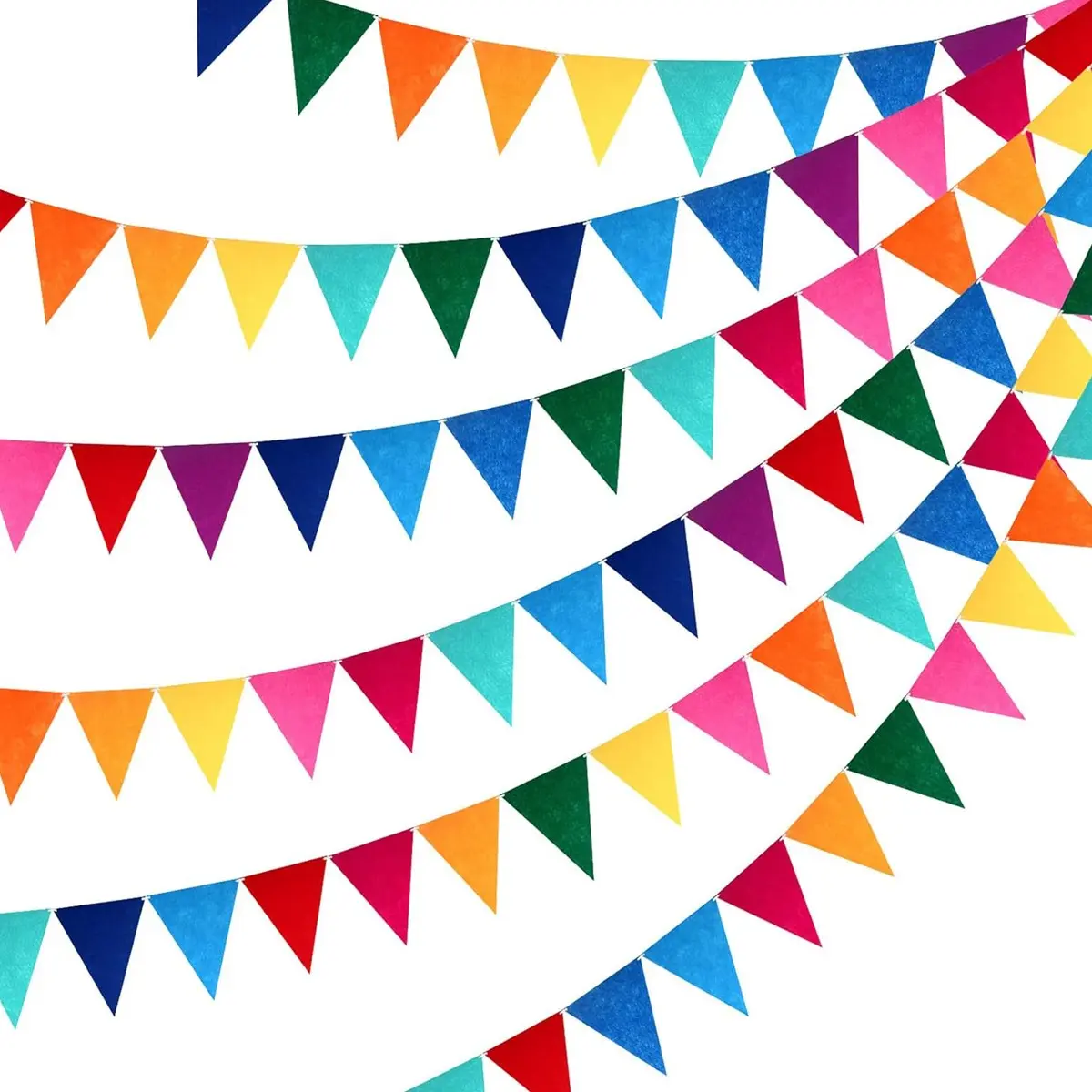 24pcs Pennant Banner Flags Multicolor Felt Triangle Flags Bulk, Bunting Banner Garland for Grand Opening, Carnival Theme Birthday Party Decorations Background Decoration Outdoor Events Classroom Decor Indoor Backdrops