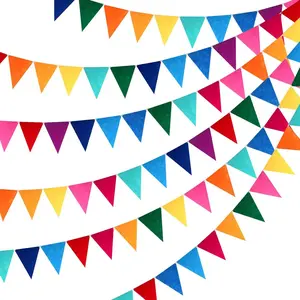24pcs Pennant Banner Flags Multicolor Felt Triangle Flags Bulk, Garland for Grand Opening, Carnival Theme Birthday Party Decoration Outdoor Events Classroom Decor Indoor Backdrops