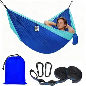 Camping Hammock with Tree Straps, Portable Nylon Hammock with Attached Carry Bag for Travel, Backpacking, Hiking, Beach and Backyard
