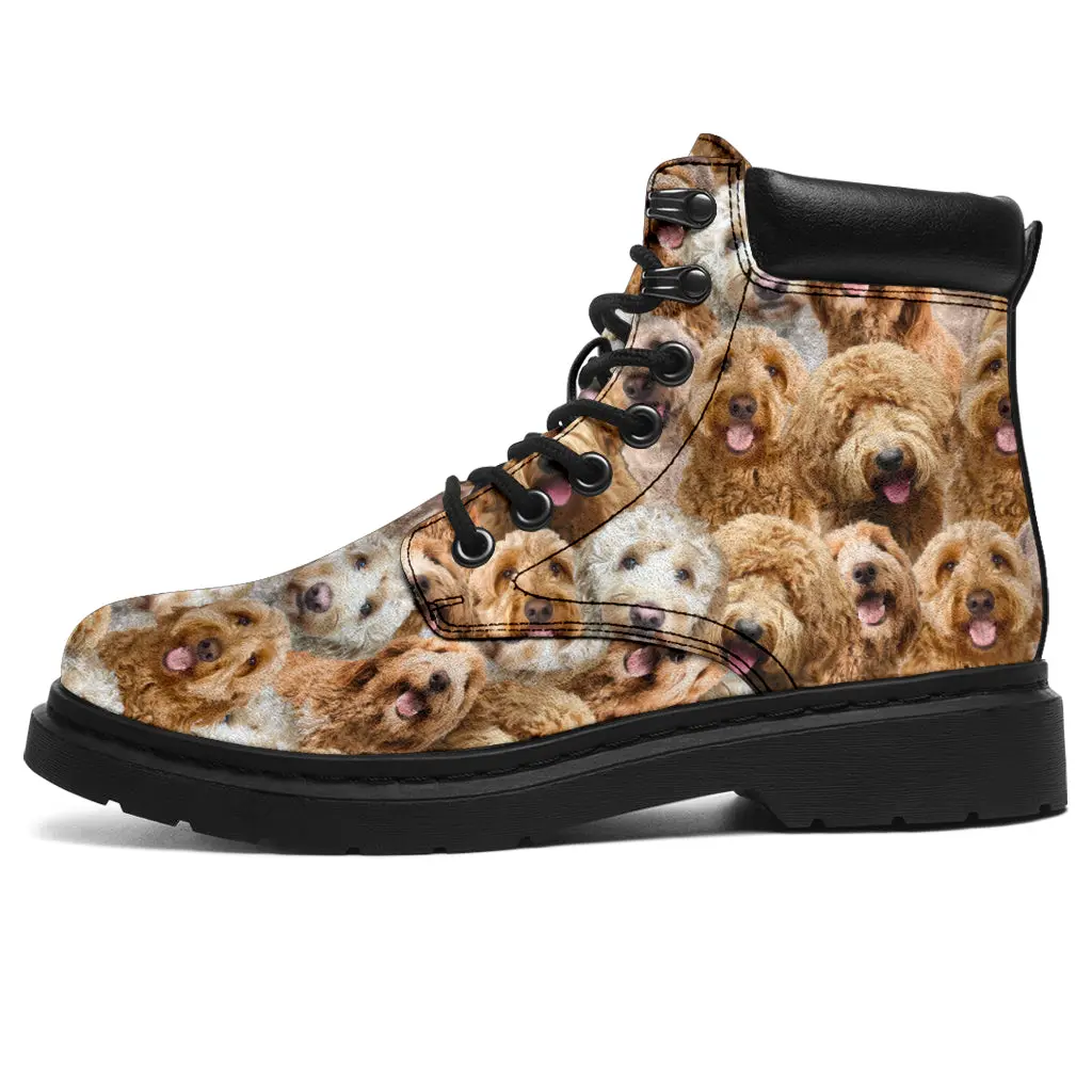 Goldendoodle Full Face Boots Custom Made-to-Order Handcrafted Water-resistant Micro-suede.