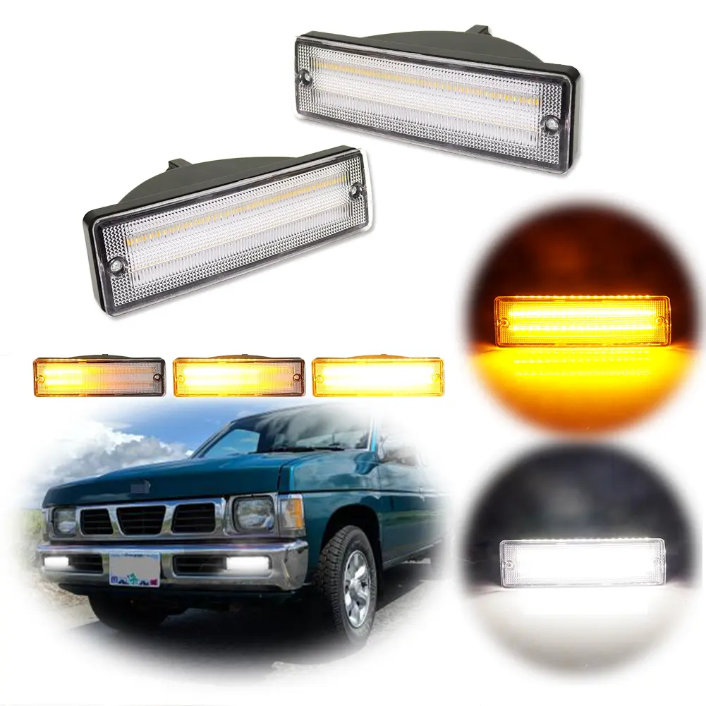 2pcs Clear Switchback LED Signal lamps Light for 1988-1997 Nissan D21 Hardbody 1988-1995 Pathfinder,Replace OEM NI2521108 / NI2520108