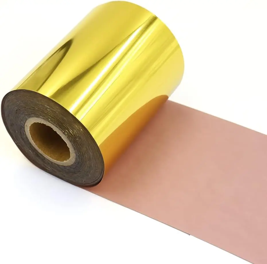 8cm Gold Foil Paper Heat Transfer Film 3inch*400ft for Leather Hot foil Stamping Work,PVC and Paper Craft Embossing Bronzing