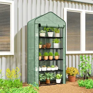 Portable Greenhouse 76“x35.4”x19.3“ Green with 5 Shelves Movable (22lbs Each), Roll-Up Zippered Door & 3-Layer PE Cover with Grid, Sturdy Steel Frame Stands Steady, Perfect for Seedlings, Potted Plants, and Small Vegetable Growing