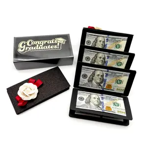 Accordion DIY Gift Box Case, Luxury Black & Gold Pull-out Holder for Birthday