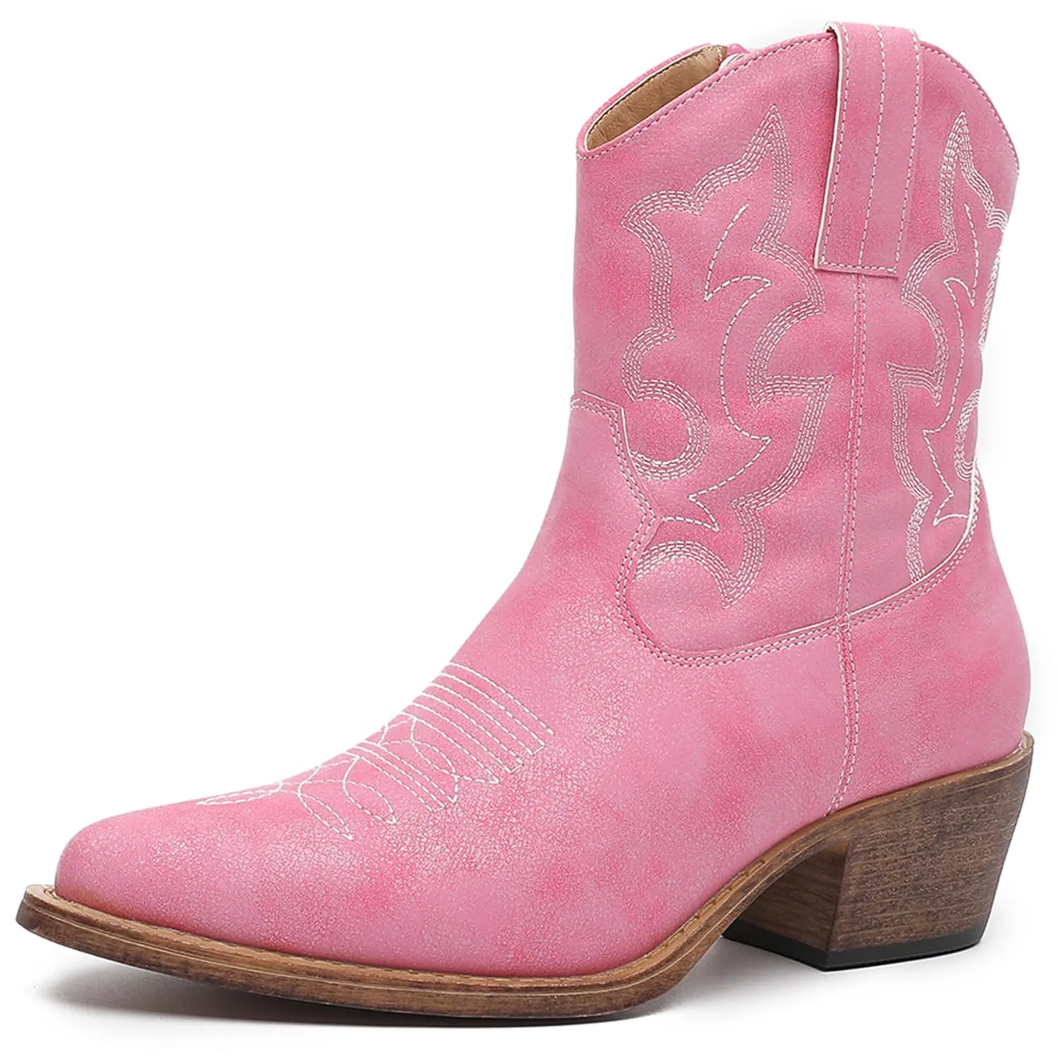 GLOBALWIN Women's Mid Calf Western Cowboy Boots Premium Cowgirl Boots for Women with Embroidery Side Zipper Chunky Heel Footwear Comfort festival outfit botasvaqueras outfits short boots