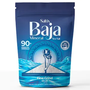 Saltix Baja Mineral Sea Salt – Fine Grain, 8 oz (1/2 lb), 160+ Servings – 100% Natural & Unrefined, Hand-Harvested from the Sea of Cortez – Mineral Rich, Low Sodium, Perfect for Cooking, Finishing & Hydration