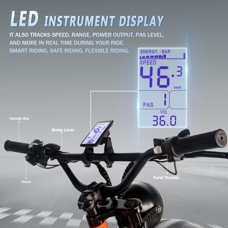 E-Bike Electric Dirt Bike for Adults 2000*2W Peak Power Brushless Motor 52V 32Ah 90KM Range Ebike 7-Speed 80*2Nm Torque Electric Dirtbike 180mm Disc Brake Electric Bike for Adults