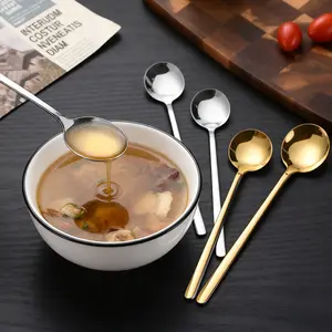 4-Piece Soup Spoon Set, Gold & Silver Color, Premium Stainless Steel, Heavy-Duty Round Spoons, 304 Stainless Steel, Durable Cutlery, Utensils