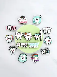 20PCS/24PCS/30PCS, Plastic, PVC Shoe Charms Healthy White Teeth Toothbrush Dentistry Cute Cartoon Pattern Shoe Decoration Shoe Accessories Holiday Present Gift