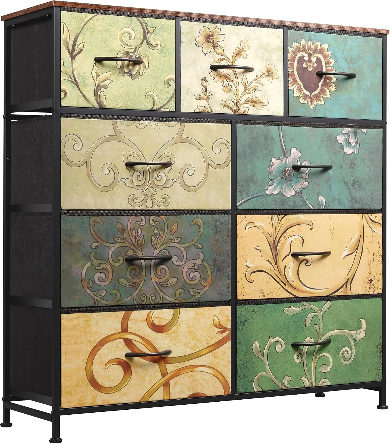 WLIVE 9-Drawer Dresser for Bedroom, Fabric Storage Tower with Fabric Bins, Steel Frame, Wood Top & Easy-Pull Handles, Closet Storage Cabinet, Tall Organizer Unit for Bedroom & Hallway