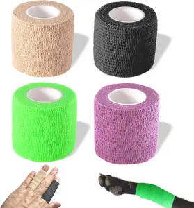 Self Adhesive Bandage Wrap, Self Adhering Bandage Wrap, Vet Wrap for Dogs, Self Adherent Cohesive Wrap Bandages for Sports, Athletic, First Aid, Wrist, Ankle, Tape, 4 Pack, 2 inch