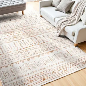 VEVOR Area Rug, 6x 9 ft Large Washable Rug, Non-Slip and Tear-Resistant Soft Carpet, Pet Child Friendly Modern Area Rugs, Indoor Mat for Bedroom, Office, Living Room, Kids Room, Entryway, Beige
