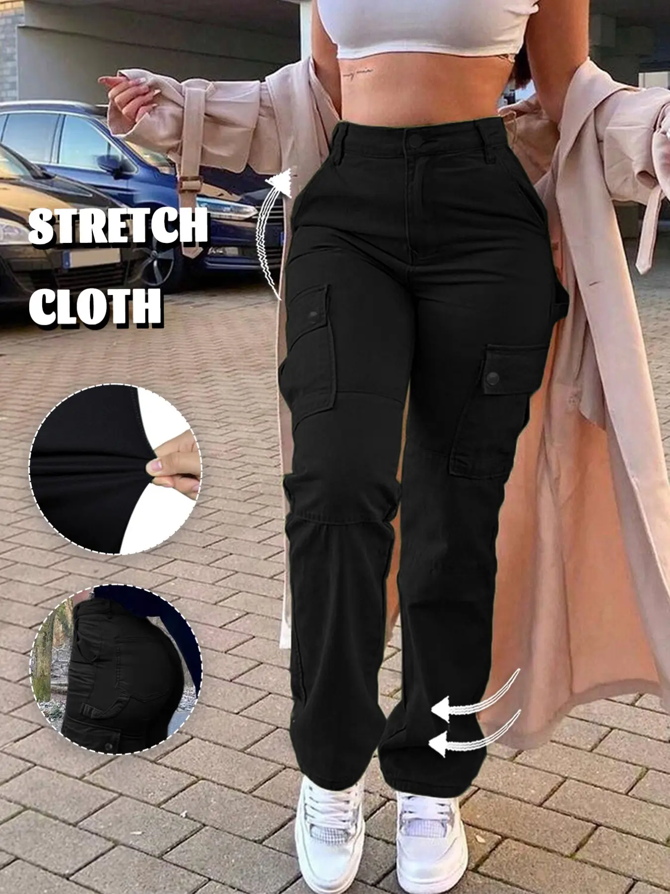 Y2K Street Style Cargo Pants, Loose Baggy Bottoms for Women, Casual High-Waisted Cotton Trousers for Autumn & Winter, Perfect for Outdoor & Daily Wear