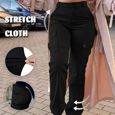 Y2K Street Style Cargo Pants, Loose Fit Oversized Baggy Bottoms for Women, Casual High-Waisted Cotton Trousers for Autumn & Winter, Perfect for Outdoor & Daily Wear