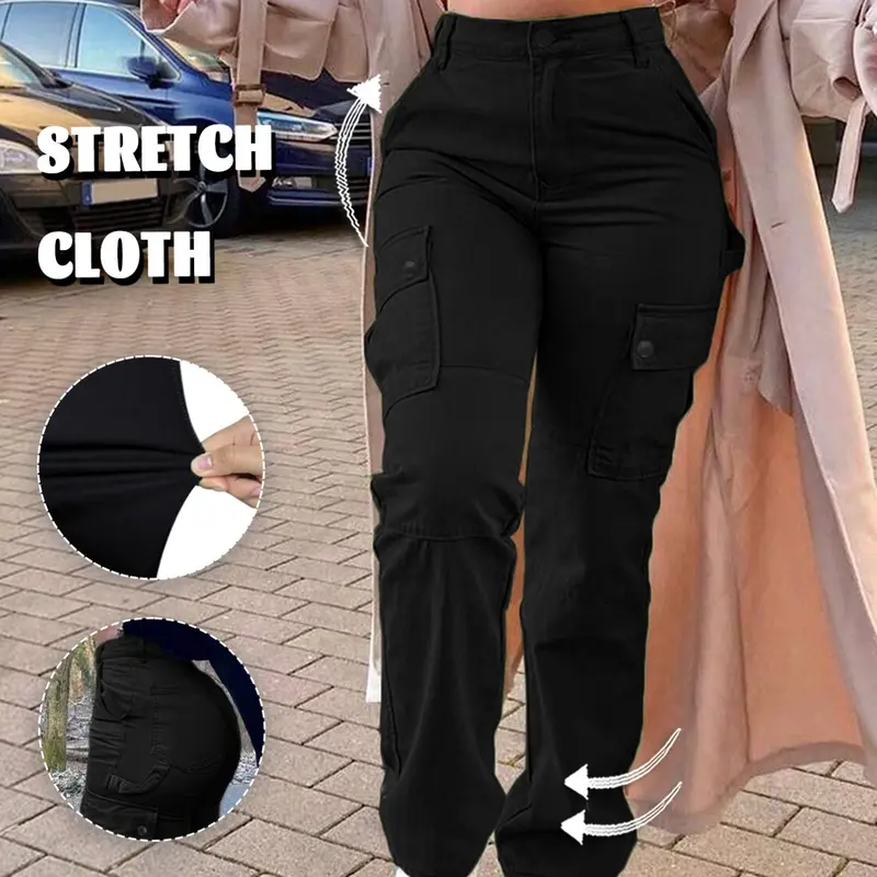 Y2K Street Style Cargo Pants, Loose Fit Oversized Baggy Bottoms for Women, Casual High-Waisted Cotton Trousers for Autumn & Winter, Perfect for Outdoor & Daily Wear