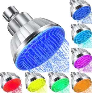 LED Shower Head with Light, 7 Color Light Automatically Changing LED Fixed Rainfall Adjustable High Pressure Quiet Light up Shower Head