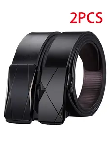 Men's Belt Set of 2, Trendy Business Belts, Fashion Denim Jeans Belts, Trendy Versatile Buckle, Ideal for Collar Workers, Business People, Husbands or Boyfriends