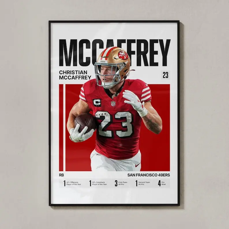 Christian McCaffrey #23 Poster, Gift For Football Fans