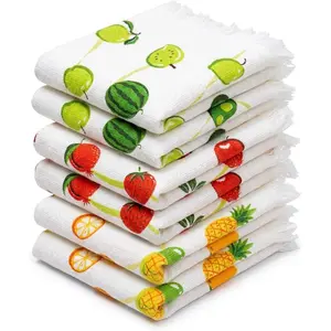 Fruit Kitchen Towels - Soft & Quick Dry, (16" x 24") Lint Free, Decorative, Versatile, Perfect as, Fun Hand Towels, Fruit Hand Towels - Fruit Theme (Set of 6-3 Unique Designs)