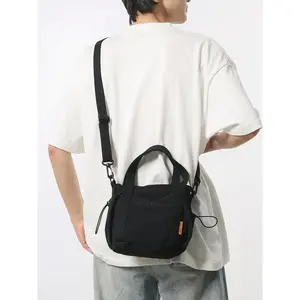 Men's Casual Solid Color Zipper Shoulder Bag, Lightweight Durable Crossbody Bag, Fashionable Minimalist Crossbody Bag for Daily Commuting, Work, School