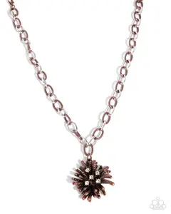 Scattered Sass - Copper White Rhinestone Short Necklace - Paparazzi