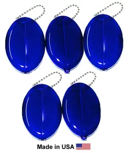 5 Blue Oval Squeeze Coin Purses units | New Vintage Coin Holders | Made in USA
