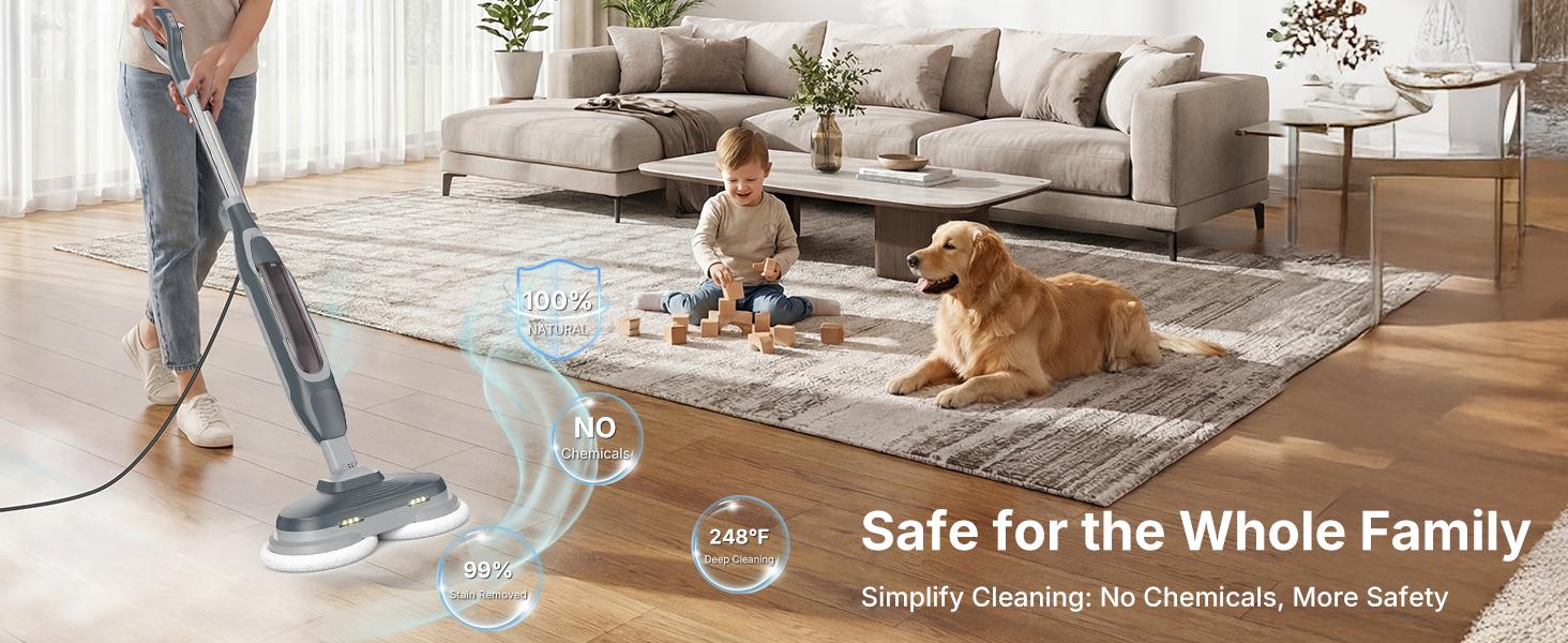 Steam Mop, All-in-One Scrubbing Steam Mops for Floor Cleaning with Rotating Pads, Floor Steamer with 2 LED Lights, 4 Cleaning Modes, Swivel Steering, 16.4 FT Cord, Safe for Hardwood and Tile Steam Mop, All-in-One Scrubbing Steam Mops for Floor Cleaning with Rotating Pads, Floor Steamer with 2 LED Lights, 4 Cleaning Modes, Swivel Steering, 16.4 FT Cord, Safe for Hardwood and Tile