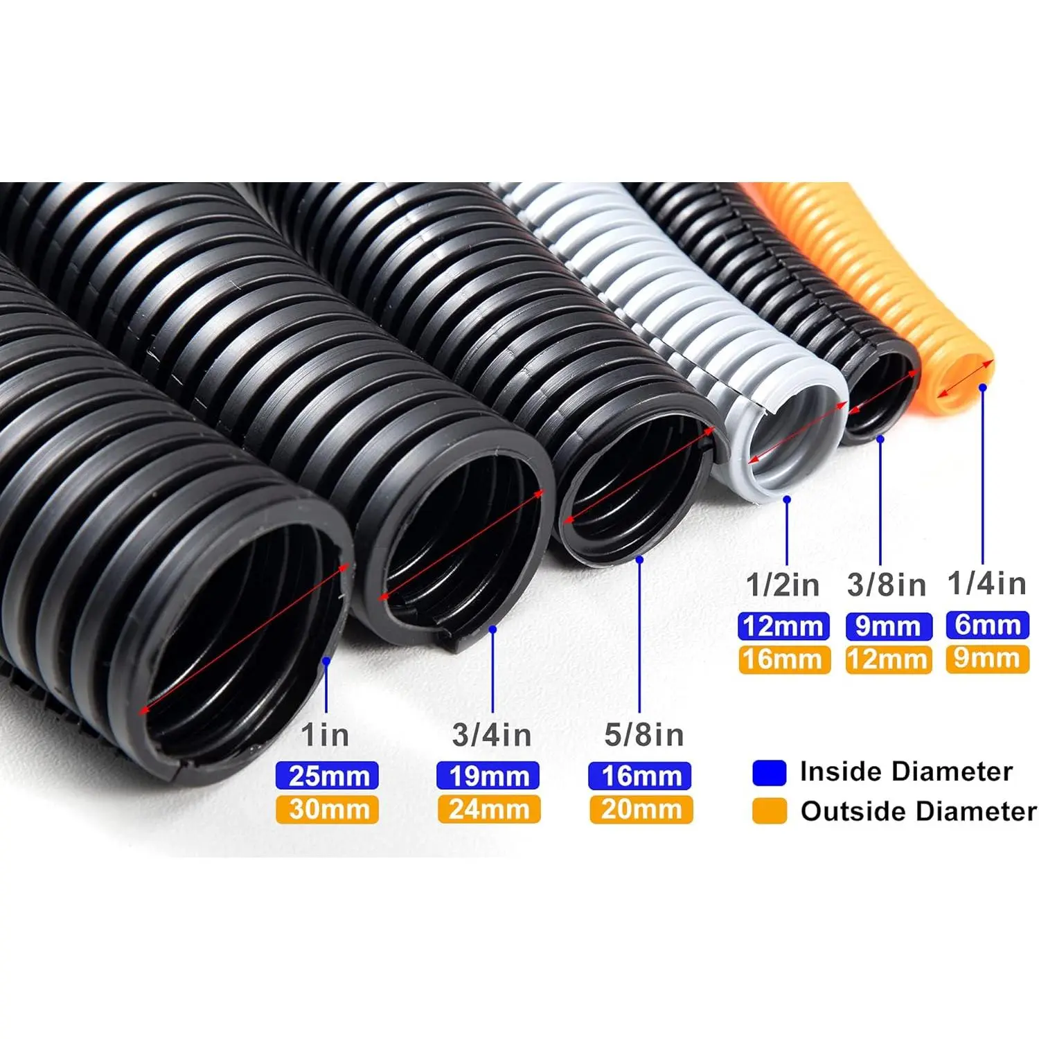 10Ft Split Wire Loom Tubing – 1/2 Inch ID, PE Flexible Conduit, Protective Cable Sleeve, Flame Retardant, For Automotive And Electronics