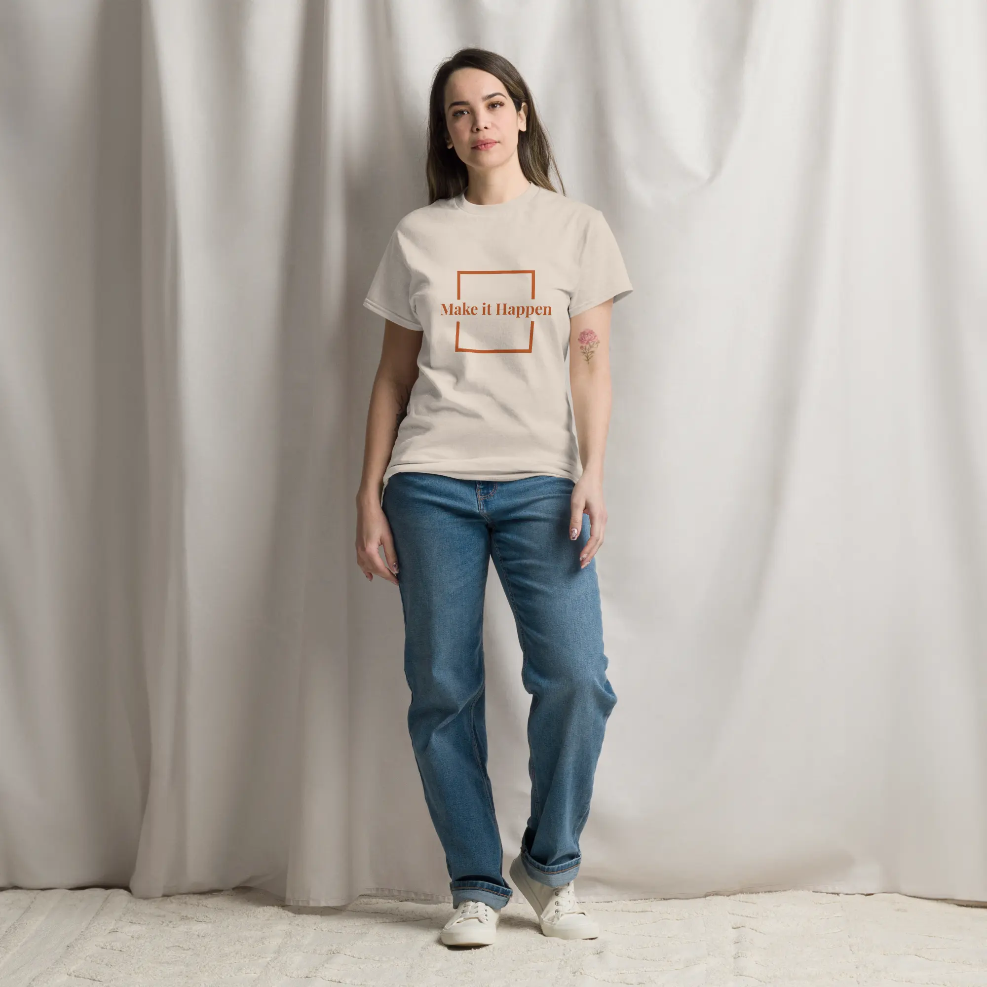 Unisex Casual Cotton Graphic "Make It Happen" T-Shirt