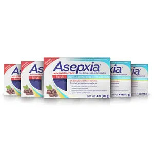 Asepxia Cleansing Bar Soap with Salicylic Acid & Jojoba 5 Pack 4 Ounce Gentle Exfoliating Body Wash for Acne Prone Skin