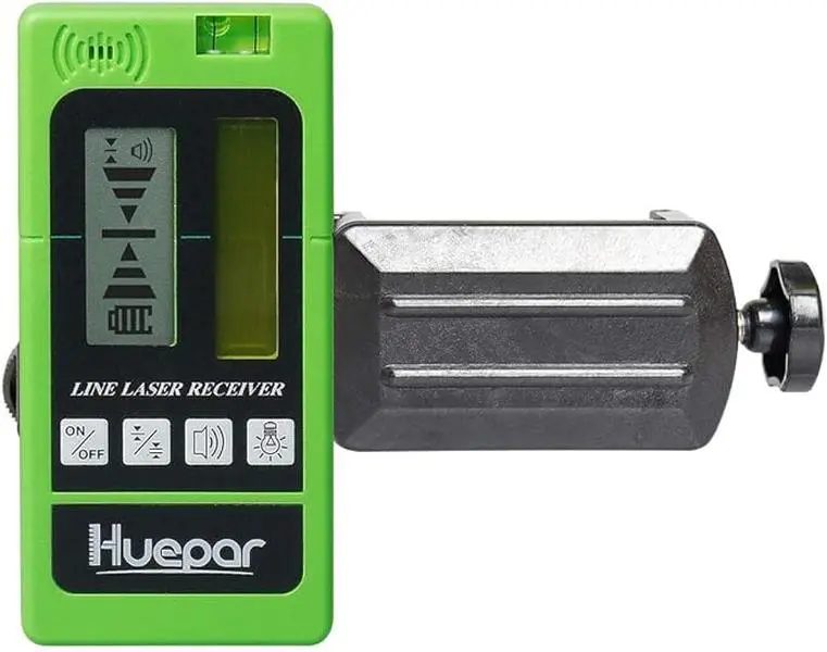 Huepar LR-5RG Laser Detector for Huepar Laser Level - Green and Red Beam Receiver for Pulsing Line Lasers, Two-Sided Back-lit LCD Displays, Automatic Shut-Off Timer laserlevel