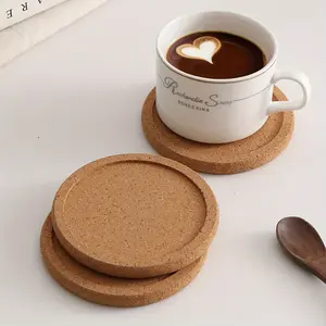 4pcs Extra Thick 4-Inch Cork Coasters Set with Lip, Heat Resistant, Reusable & Durable, Ideal for Home, Restaurants, Bars & Outdoor Events