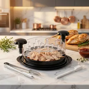 Chicken Shredder Tool with Lid & Spikes – Manual Meat Shredder Machine for Chicken, Pork & Beef, Easy Meal Prep Kitchen Gadget
